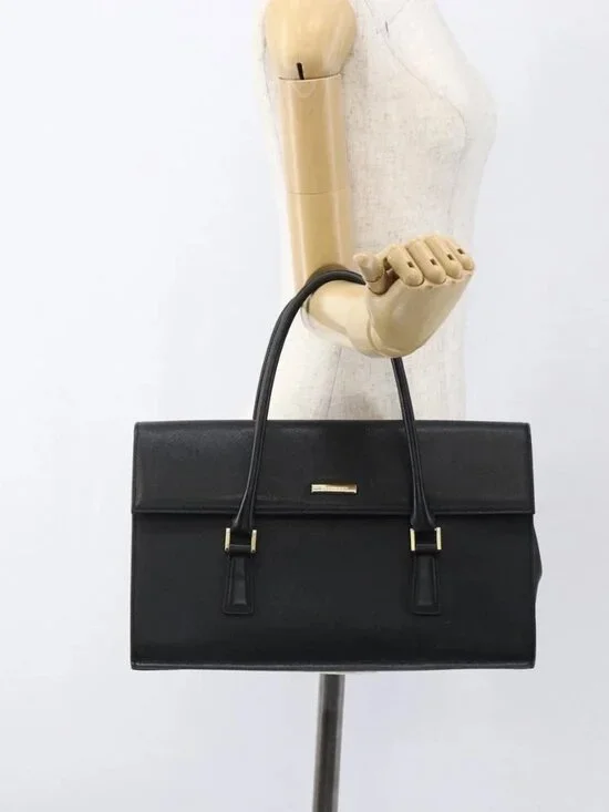 BURBERRY Hand Bag Leather Black Silver Auth ep13523 - Picture 1 of 11